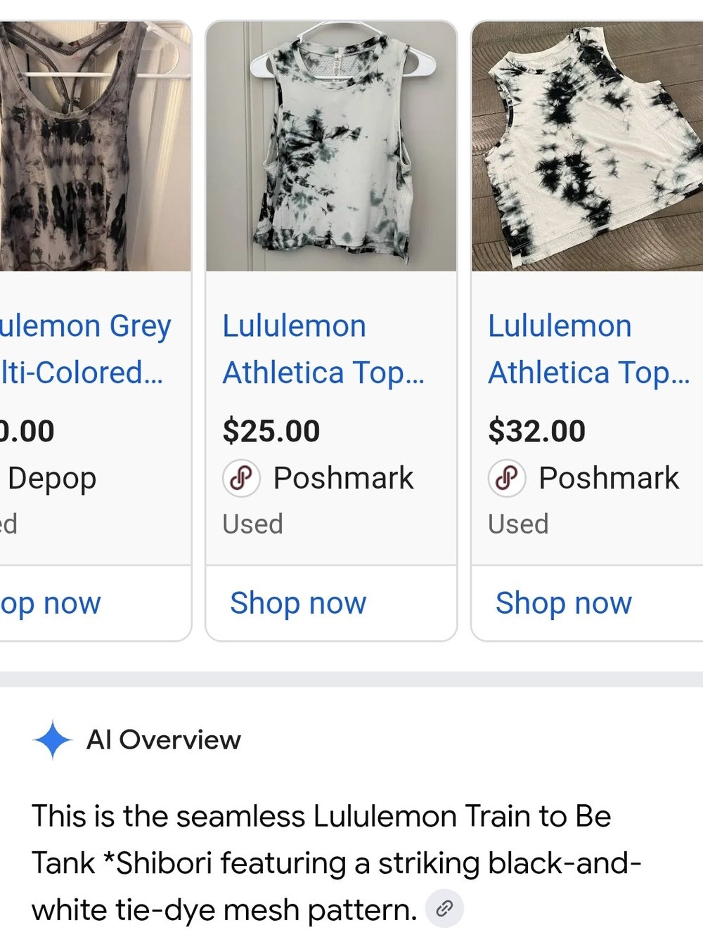lululemon athletica Black & White Tie-Dye Tank Top